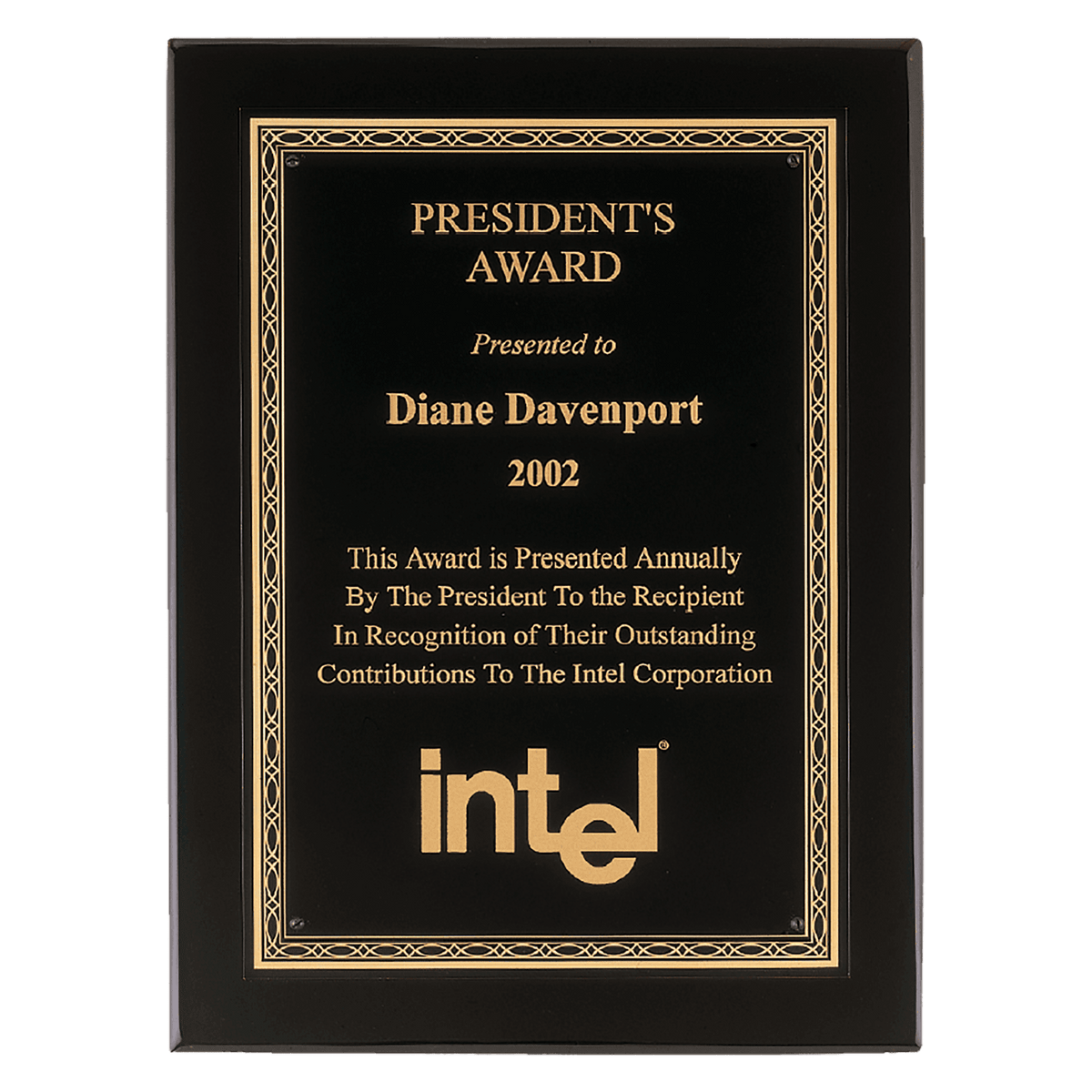 Black Piano Finish Plaque with Gold Florentine Border Laserable Black Brass 9" x 12" Airflyte Premium Plate