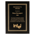 Black Piano Finish Plaque with Gold Florentine Border Laserable Black Brass 11" x 14" Airflyte Premium Plate