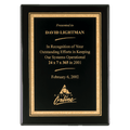 Black Piano Finish Plaque with Gold 7" x 9" Airflyte Premium Florentine Border LaserFX Plate