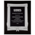 10 1/2" x 13" Black Piano Finish Plaque, Antique Silver Frame Casting & Black Aluminum Plate