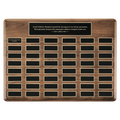 Walnut 36 Plate Perpetual Plaque with Black Brass 22" x 30"/Plates 1 1/2" x 3 3/4" American Plates