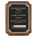 Walnut Piano Finish Plaque with Gold Florentine Border Black 7" x 9" Airflyte LaserFX Plate