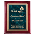 Rosewood Piano Finish Plaque with Emerald Marble/Gold 7" x 9" Florentine Design LaserFX Plate
