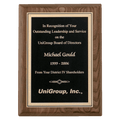 Walnut Piano Finish Plaque with Textured Black/Gold 9" x 12" Airflyte Florentine Border LaserFX Plate