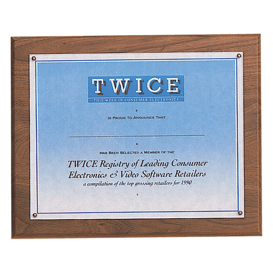 10 1/2" x 13- Holds 8 1/2" x 11" Solid Walnut Certificate Plaque with Plexiglass Cover