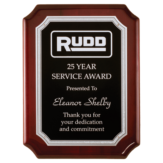 8" x 10 1/2" Rosewood High Gloss Plaque with Silver Florentine Border BlackTextured Plate