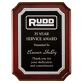 9" x 12" Rosewood High Gloss Plaque with Silver Florentine Border Black Textured Plate