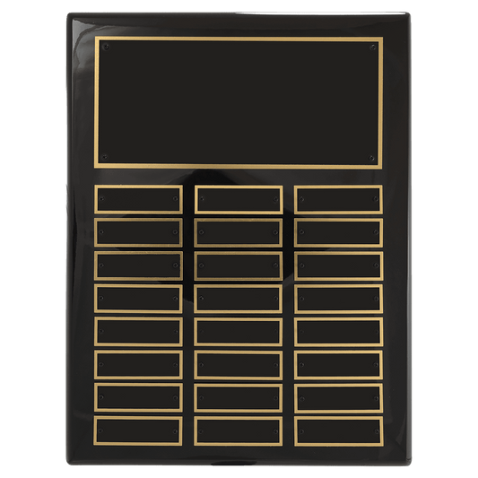 11" x 14" Airflyte Black Piano Finish 24 Plate Perpetual Plaque with Black Brass Plates