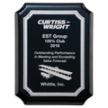 8" x 10 1/2" Black High Gloss Plaque with Black Silver Florentine Border Laserable Aluminum Plate