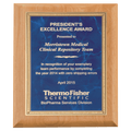 Alder Wood Plaque with Sapphire Marble Gold 7" x 9" Natural Florentine Bordered LaserFX Plate