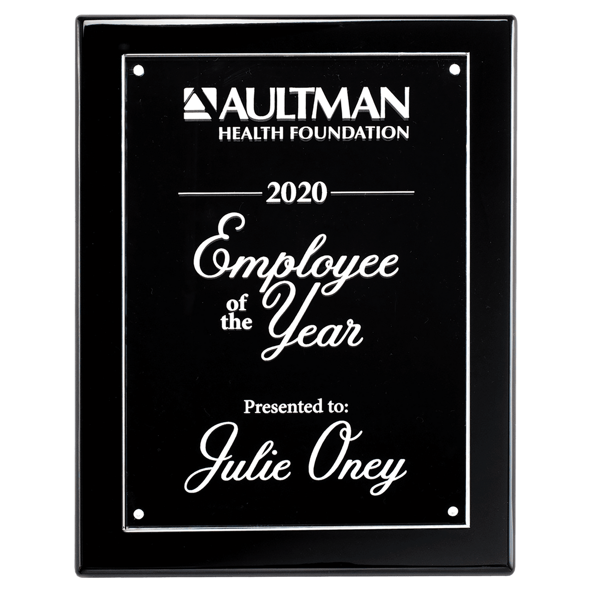 Black 9x12 High Gloss Plaque with Acrylic Engraving Plate