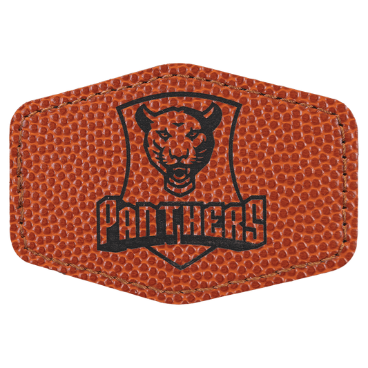 Basketball 3" x 2" Hex Laserable Leatherette Patch with Adhesive