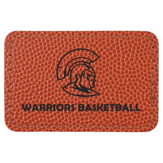 Basketball 3" x 2" Laserable Leatherette Rectangle Patch with Kota Pro Adhesive