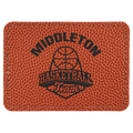 Basketball 3 1/2" x 2 1/2" Rectangle Laserable Leatherette Patch with Adhesive