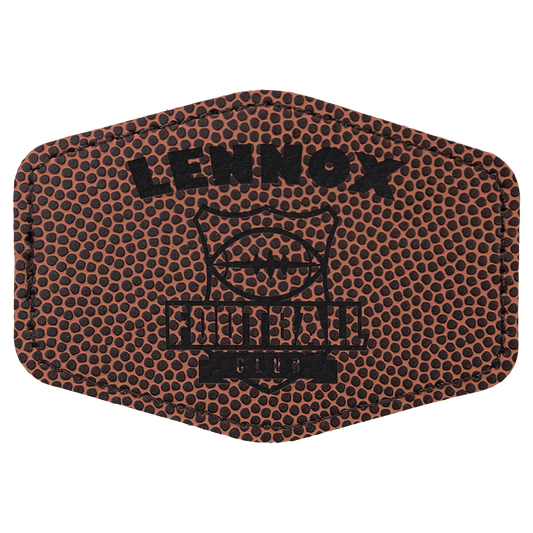 Football 3 1/2" x 2 1/2" Hex Laserable Leatherette Patch with Adhesive