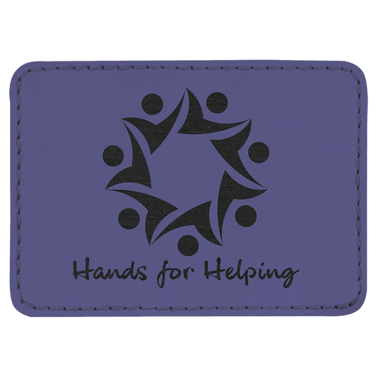 Purple 3 1/2" x 2 1/2" Laserable Leatherette Rectangle Patch with Kota Pro Adhesive