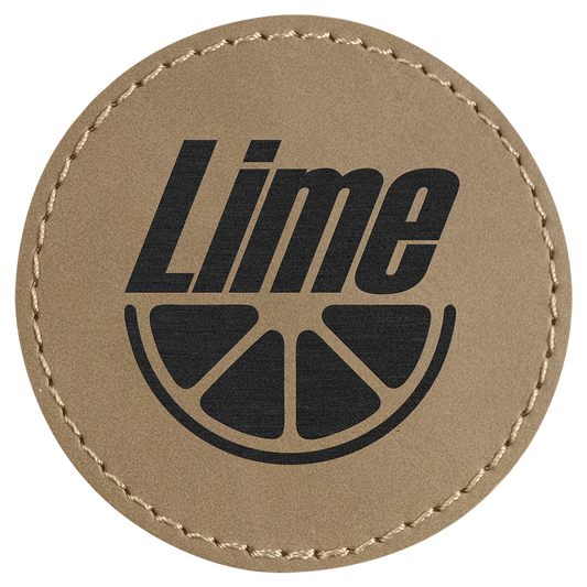 Light Brown 2 1/2" Round Laserable Leatherette Patch with Adhesive