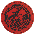 Red 3" Round Laserable Leatherette Patch with Adhesive
