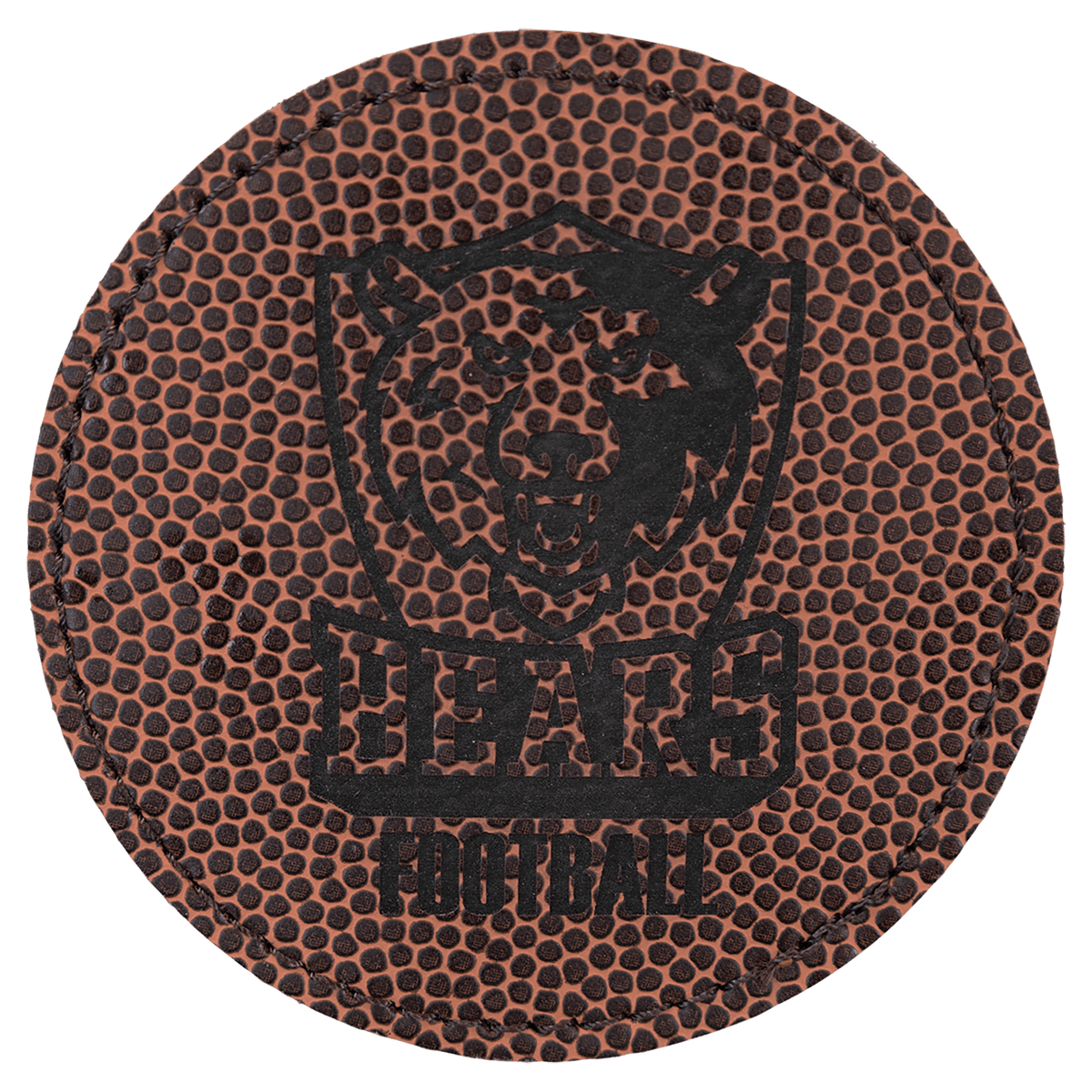 3" Round Football Laserable Leatherette Patch with Adhesive