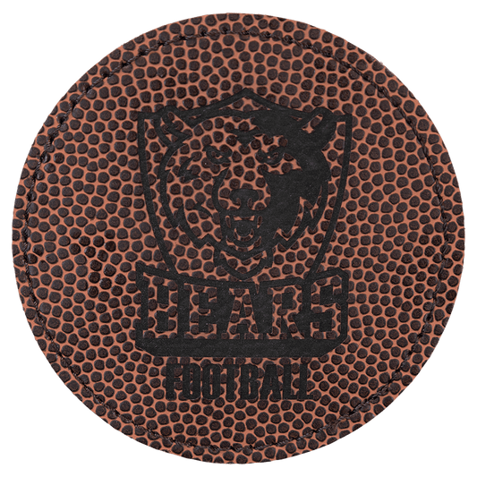 Football 3" Round Laserable Leatherette Patch with Adhesive