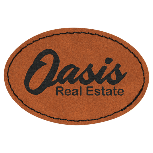3" x 2" Rawhide Laserable Leatherette Oval Patch with Kota Pro Adhesiive