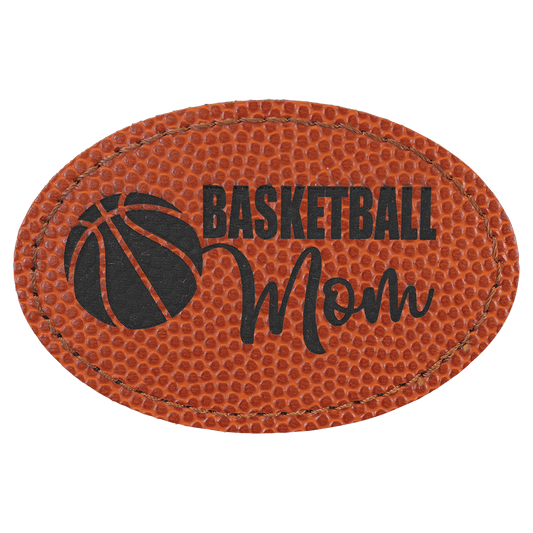 Basketball 3" x 2" Laserable Leatherette Oval Patch with Kota Pro Adhesive