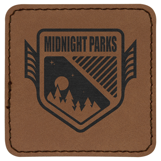 Dark Brown 2 1/2" x 2 1/2" Square Laserable Leatherette Patch with Adhesive