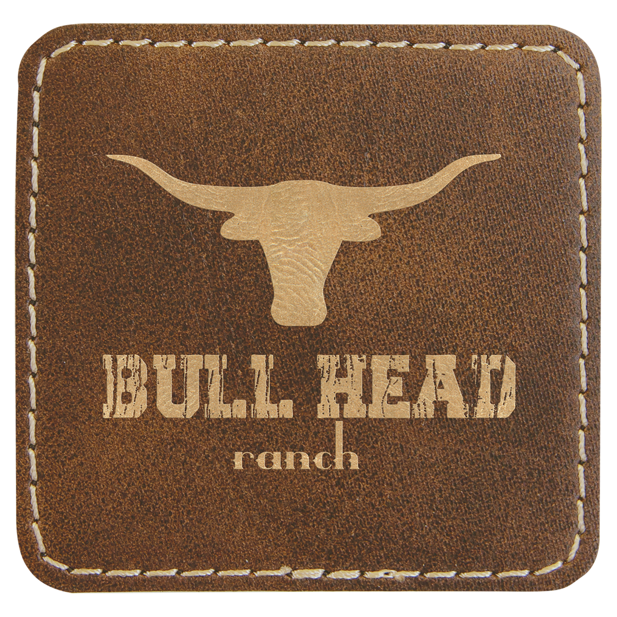 Rustic/Gold 2 1/2" x 2 1/2" Square Laserable Leatherette Patch with Adhesive