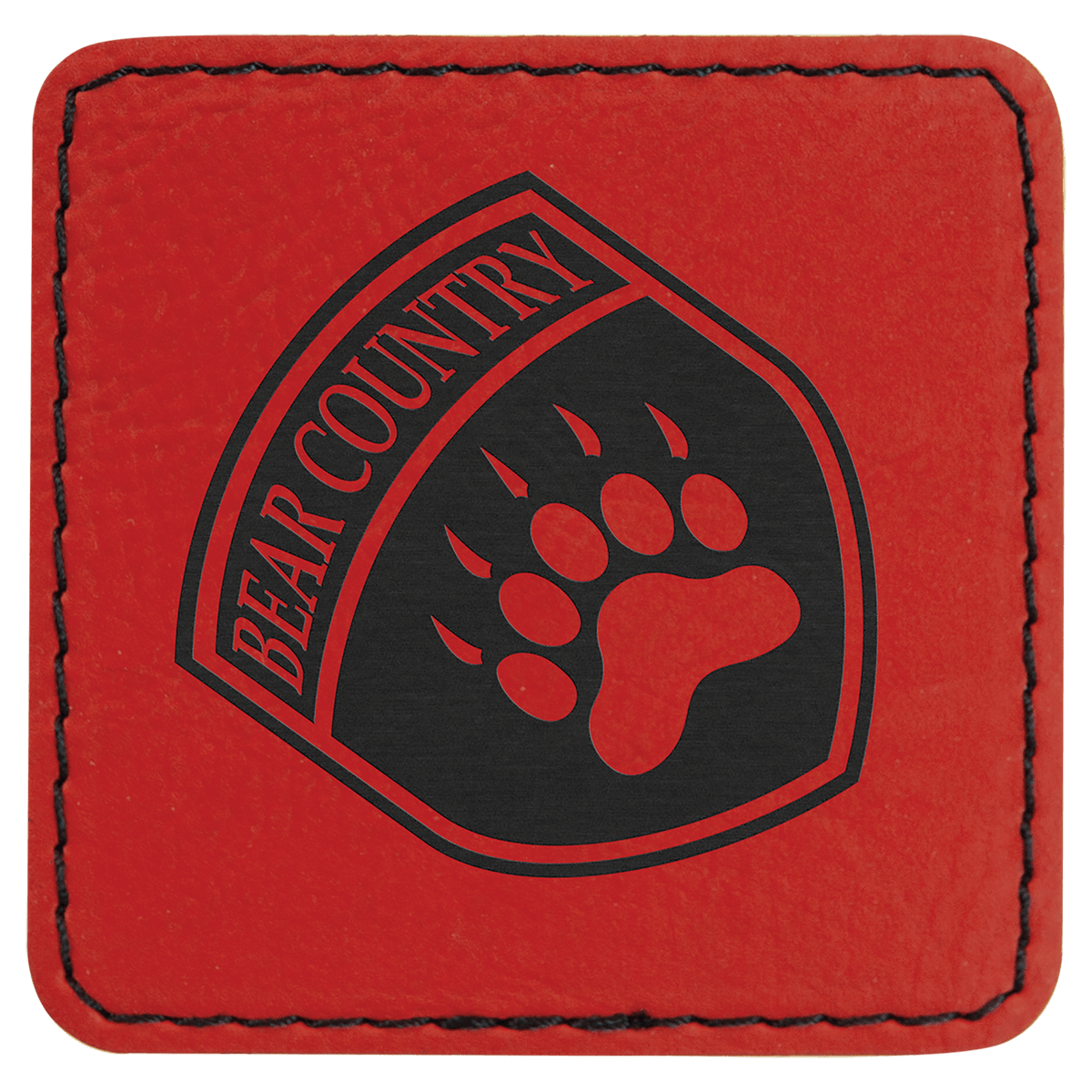 Red 2 1/2" x 2 1/2" Square Laserable Leatherette Patch with Adhesive