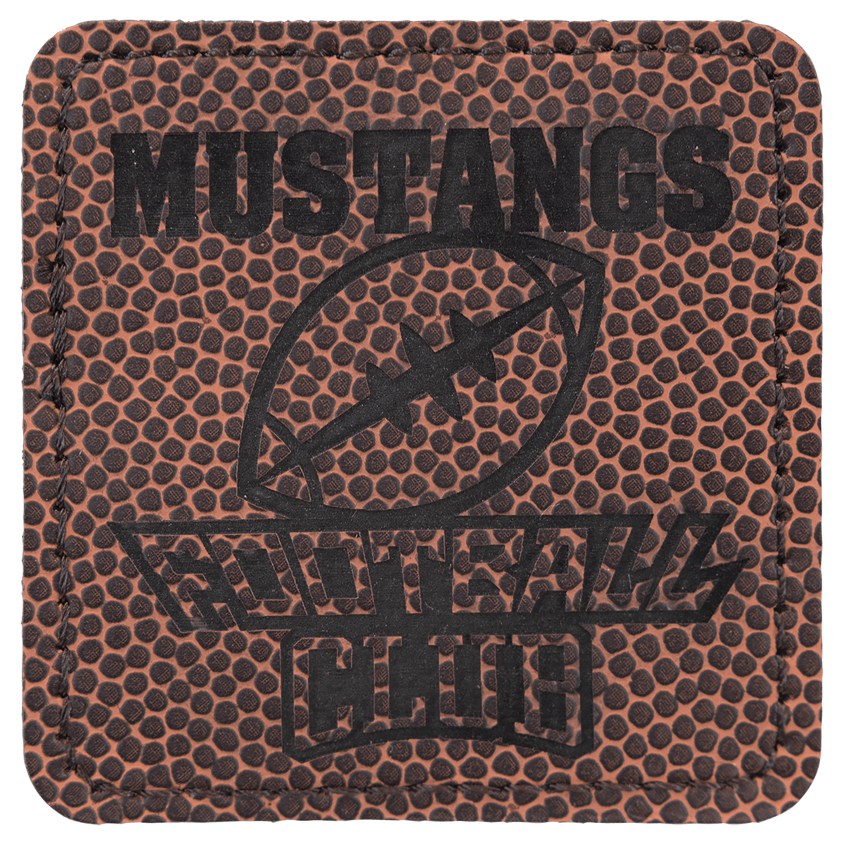 Football 2 1/2" x 2 1/2" Laserable Leatherette Square Patch with Kota Pro Adhesive