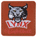 3" x 3" Square Basketball Laserable Leatherette Patch with Adhesive