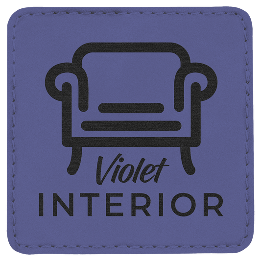 Purple 3" x 3" Laserable Leatherette Square Patch with Kota Pro Adhesive