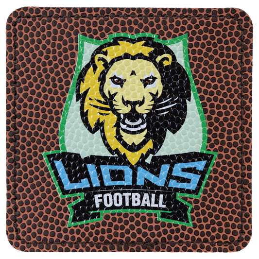 Football 3" x 3" Laserable Leatherette Square Patch with Kota Pro Adhesive