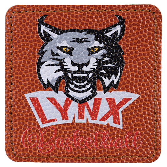 Basketball 3" x 3" Laserable Leatherette Square Patch with Kota Pro Adhesive