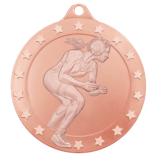 2 3/4" Radiance Female Wrestling Medal - Bronze