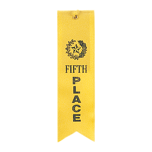 Yellow 5th Place Carded Ribbon with String