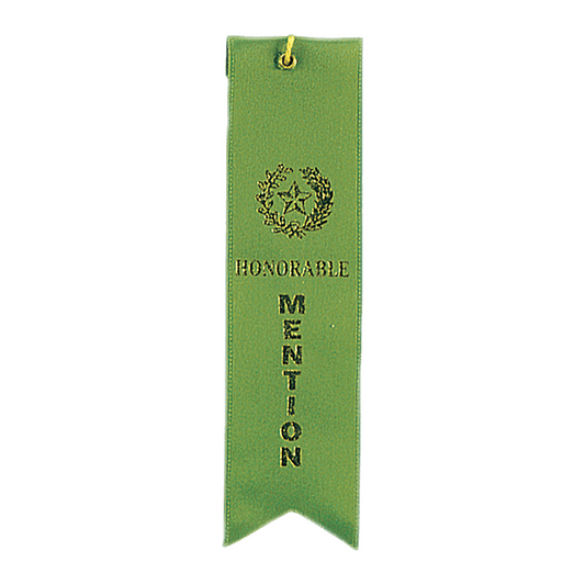 Honorable Mention Green Carded Ribbon with String