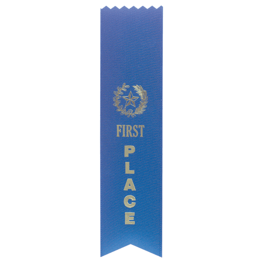 Blue 1st Place Pinked Top Ribbon