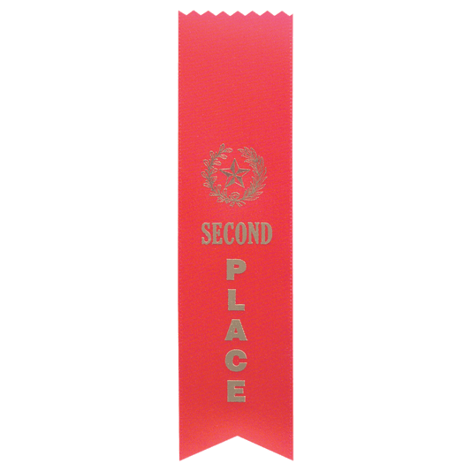 Red 2nd Place Pinked Top Ribbon