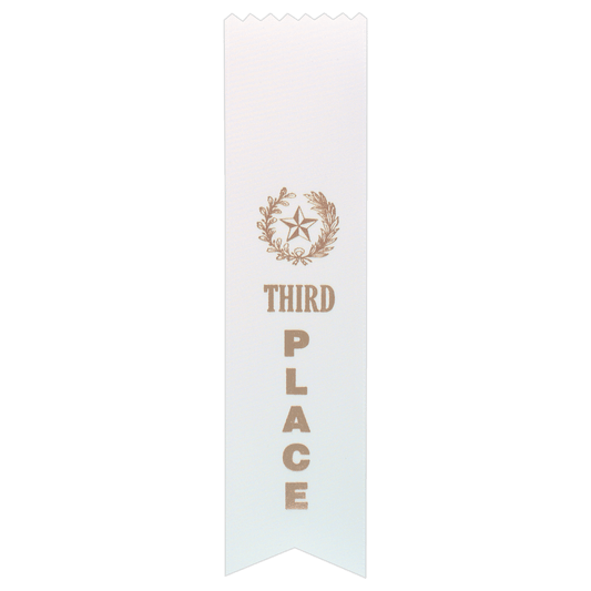 White 3rd Place Pinked Top Ribbon