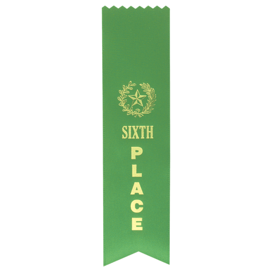Green 6th Place Pinked Top Ribbon