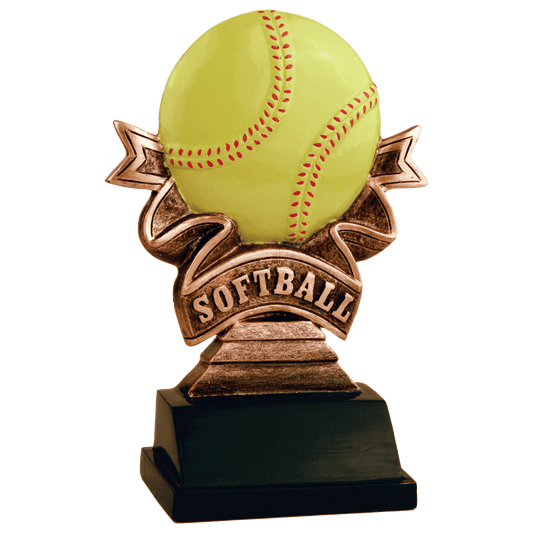 5 1/2" Softball Ribbon Resin
