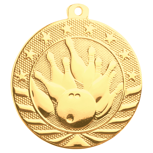 Bright Gold 2" Bowling Starbrite Medal