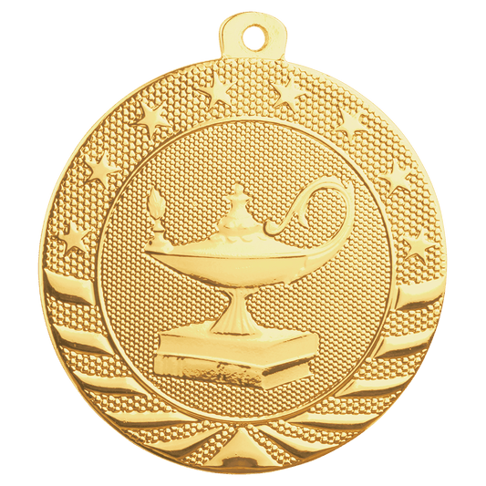 Bright Gold 2" Lamp of Knowledge Starbrite Medal