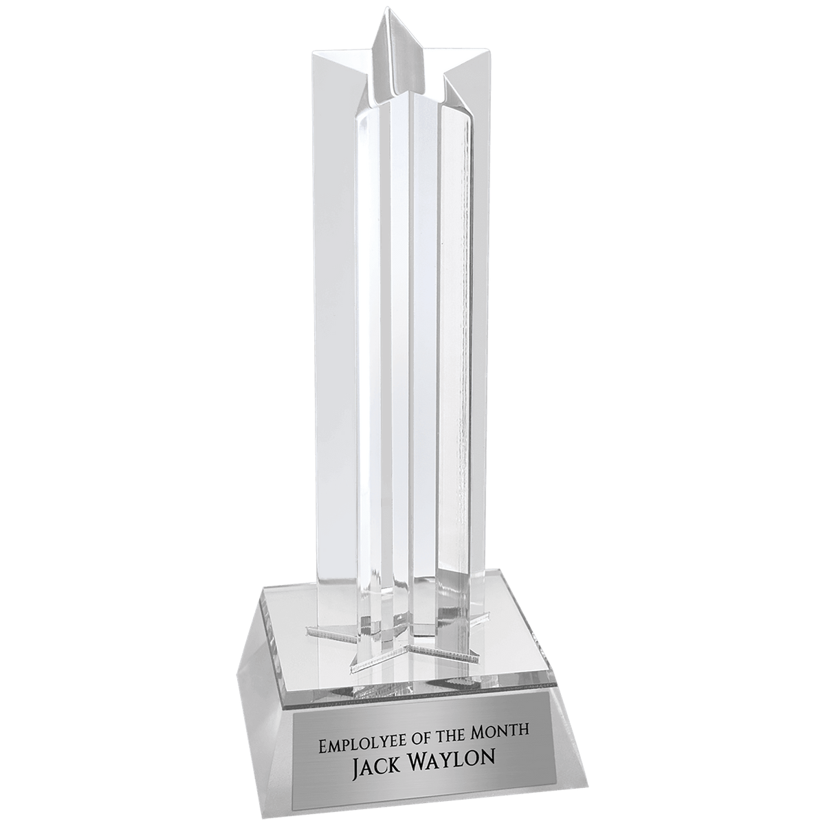 6 3/4" Silver Star Column Acrylic with Silver Base