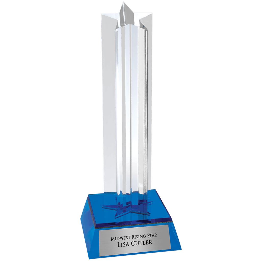 7 1/2" Blue Star Column Acrylic with Blue Base