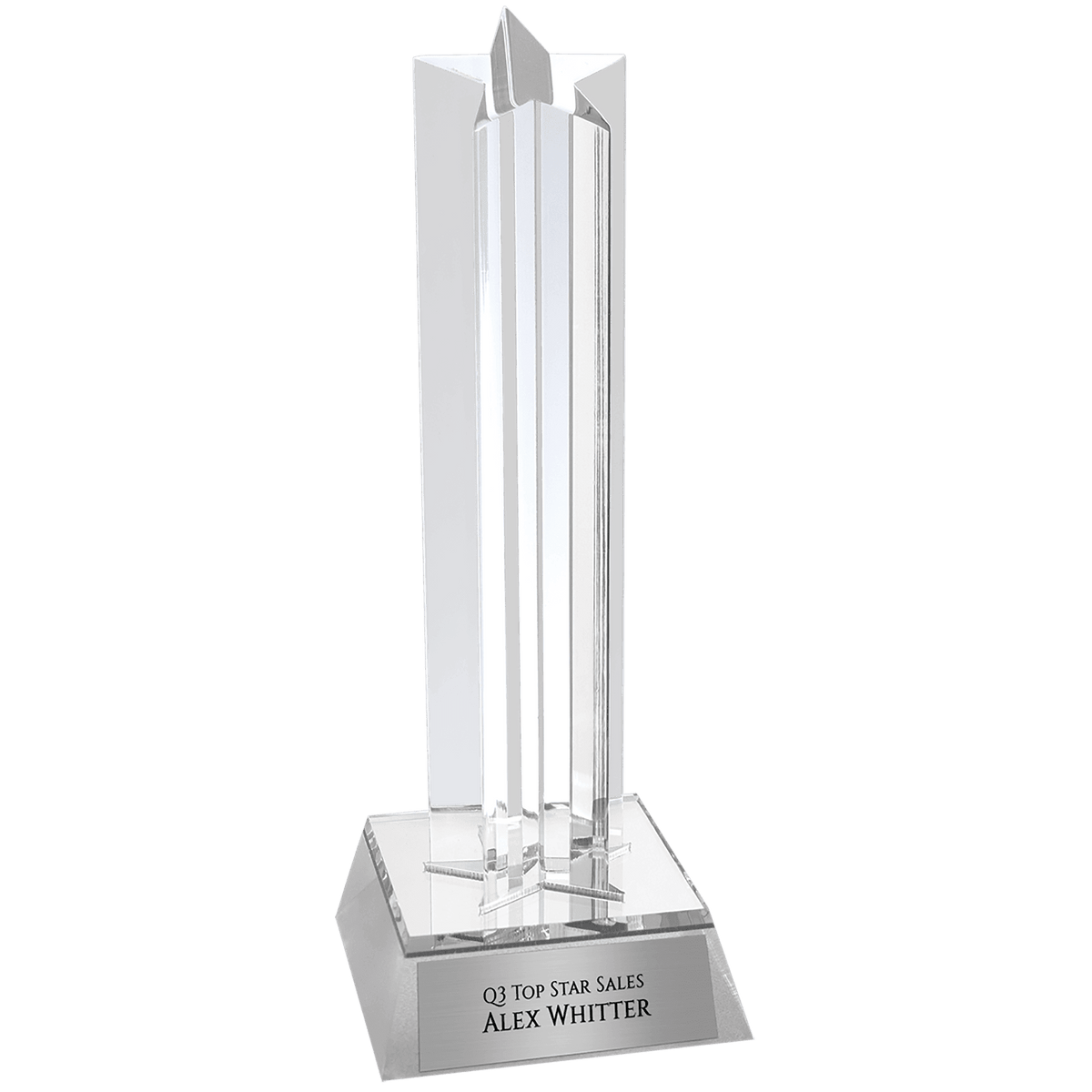 7 1/2" Silver Star Column Acrylic with Silver Base