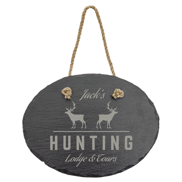 7 3/4" x 6" Oval Slate Decor with Hanger String