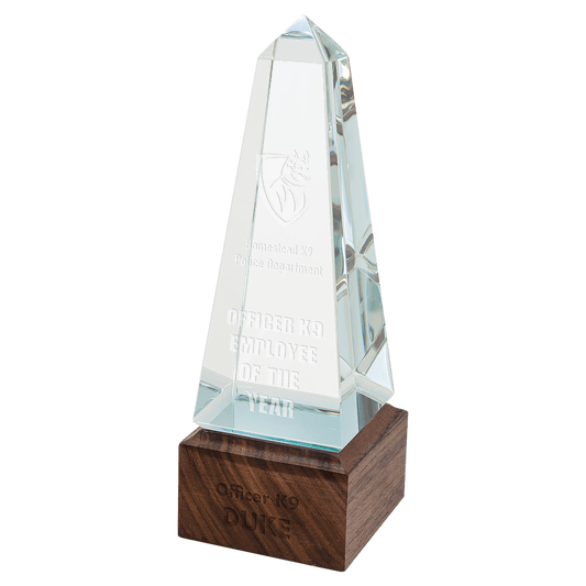9" Obelisk Sierra Glass with Walnut Base