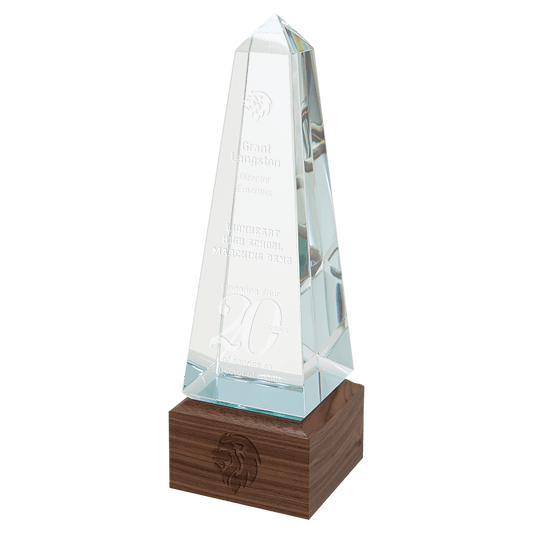 9 3/4" Obelisk Sierra Glass with Walnut Base